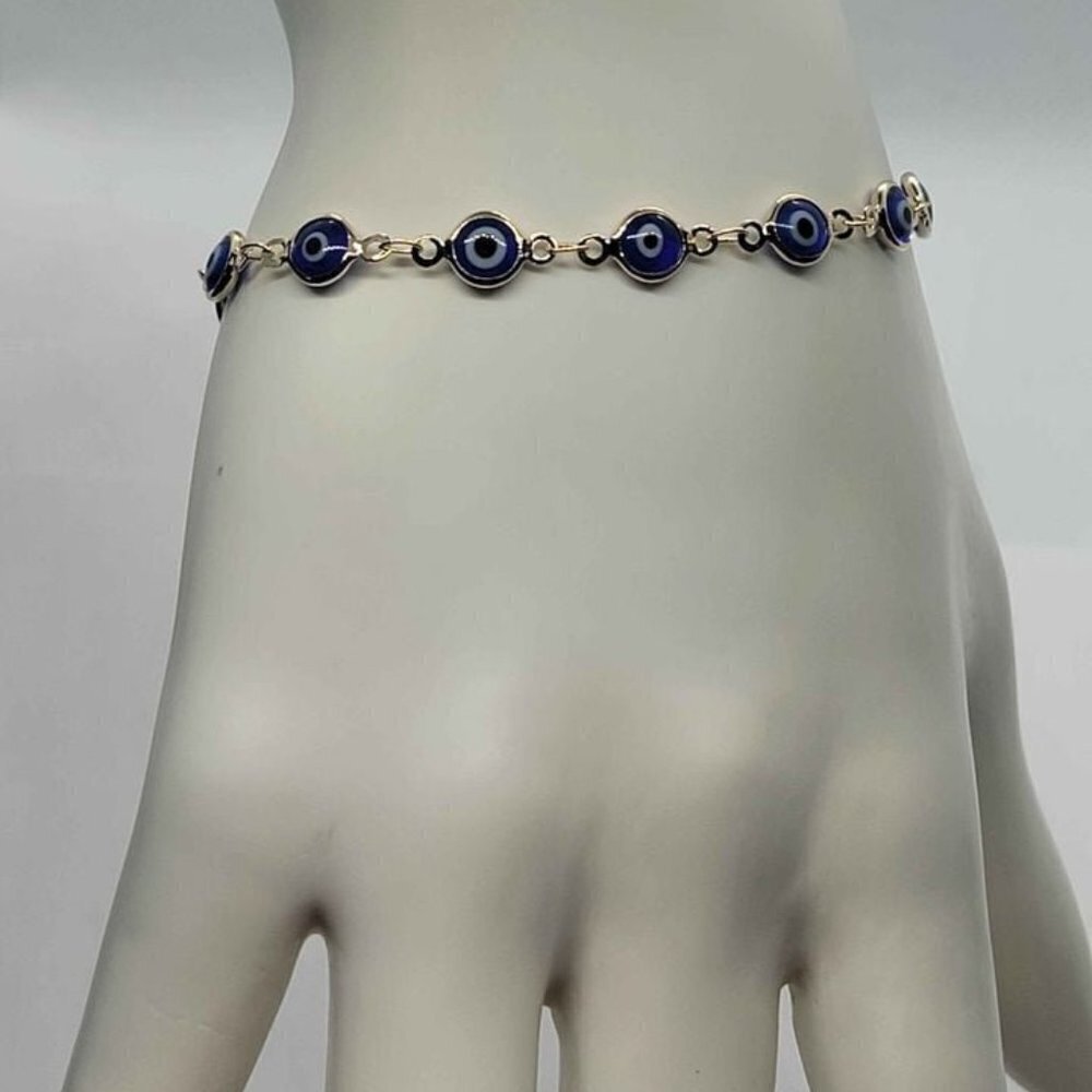 Brazilian 18k Gold Filled Blue Evil Eye Bracelet
